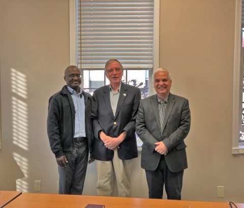 Seventh-day Adventist Church in Canada Officials (L to R) Paul Musafili (Treasurer/VP for Finance), Mark Johnson (President), Wesley Torres (VP for Administration)