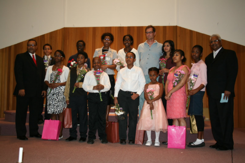 (Rear Left to Right) Caleb Quaye, Dieudonne Ndikumana, Michaeline Joseph, Kristal Clarke-Malaykhan, Blair Brunner and Yogita Master-Brunner (Front Left to Right) Pastor Andy Manzano, Shanice Pierre-Antoine, Emron Cenac, Mugishe Richard, Elshaddai Game, Bethany Game, Kewrina Cenac, Abina Miller, Pastor Terrence Horrell