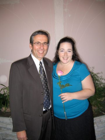 Pastor Warren Kay and Karlee on her baptism day